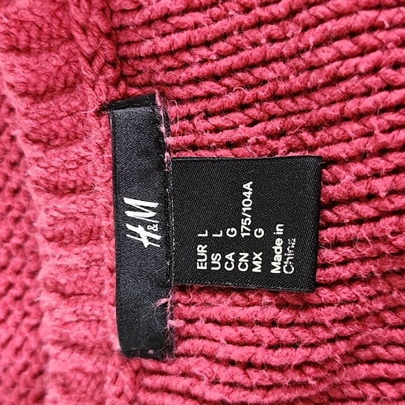 H&M dusty dark rose reverse knit cable knit scooped neck sweater Size Large - Picture 4 of 5